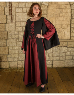 Vestito medievale modello Jasione, colore nero-rosso