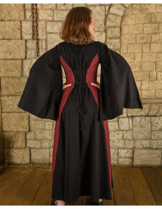 Vestito medievale modello Jasione, colore nero-rosso 2