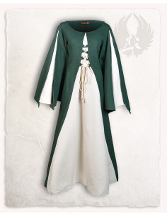 Vestito medievale modello Jasione, colore verde-bianco