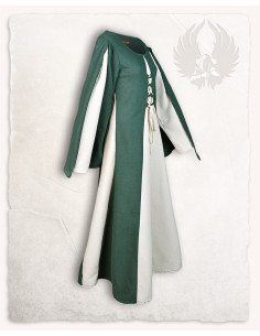 Vestito medievale modello Jasione, colore verde-bianco 2