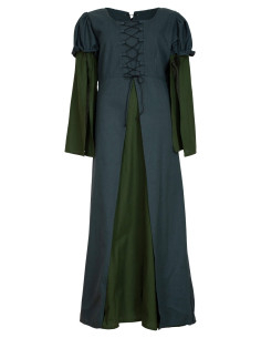 Vestito medievale in cotone modello Loreley, colore verde