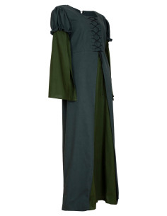 Vestito medievale in cotone modello Loreley, colore verde 2
