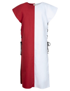Tabardo medievale modello Gilbert, colore rosso-bianco