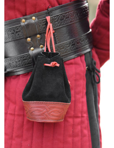 Borsa medievale limosnera in nero-rosso sbalzato 2