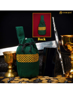 Borsa medievale in lana ricamata per cintura, colore verde 2