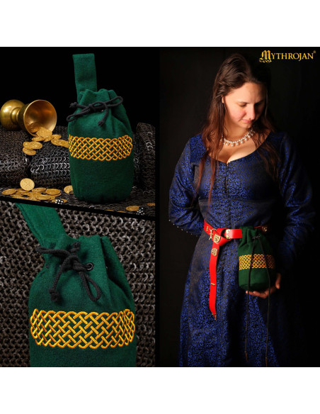 Borsa medievale in lana ricamata per...