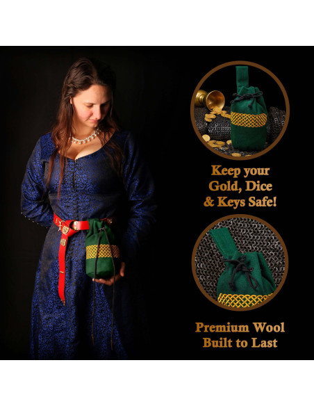 Borsa medievale in lana ricamata per...