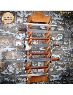 Staffa da parete in legno per appendere fino a 8 spade 2