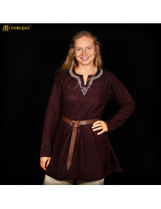 Tunica vichinga unisex in cotone con collo ricamato,... 2
