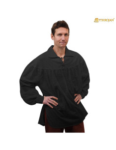 Camicia medievale in cotone modello Poeta, colore nero