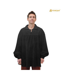 Camicia medievale in cotone modello Poeta, colore nero 2