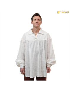 Camicia medievale in cotone modello Poeta, colore bianco 2