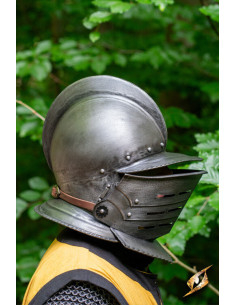 Casco Borgoñota con visiera in acciaio annerito 2