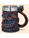 Tazza medievale ornamentale in resina con design del drago