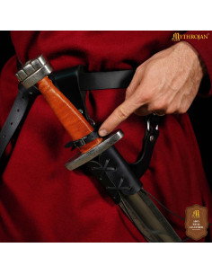 Piccolo portacintura in pelle nera regolabile, per mano...