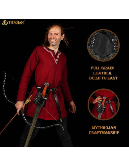 Tahalí medieval in cuoio nero modello...