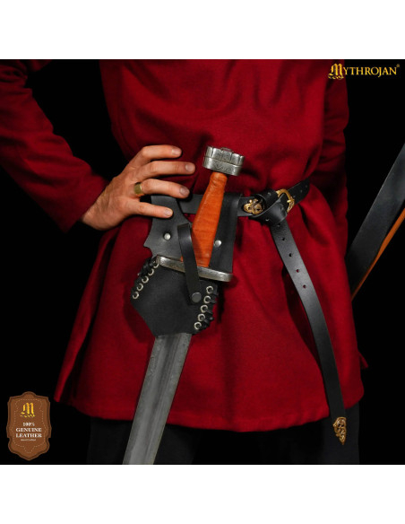 Tahalí medieval in cuoio nero modello...