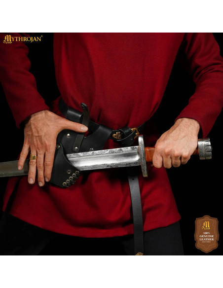 Tahalí medieval in cuoio nero modello...