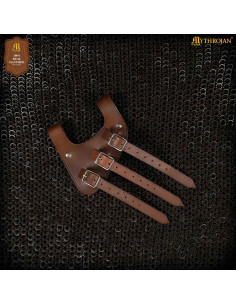 Tahalí rinascimentale in cuoio marrone, mano sinistra