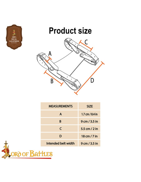 Tahalí medieval regolabile in pelle,...