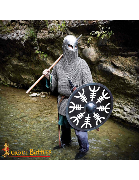 Casco vichingo con visiera e cotta di...