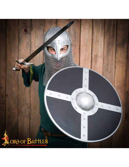 Casco vichingo con visiera e cotta di...