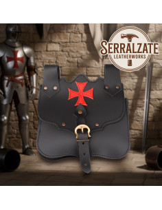 Borsa medievale in pelle modello Croce, colore nero 2