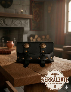 Borsa medievale albero della vita con doppia chiusura - nero