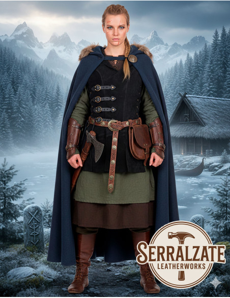 Chaleco Medieval Brava in pelle - Nero