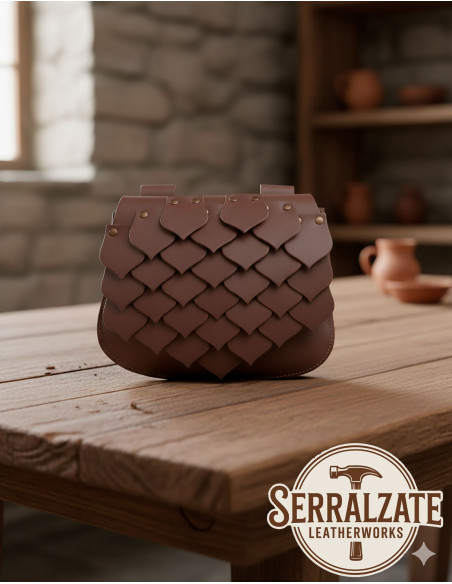 Borsa medievale in pelle squame di...