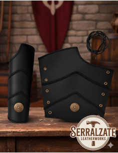 Bracciali medievali in cuoio Guillermo, colore nero