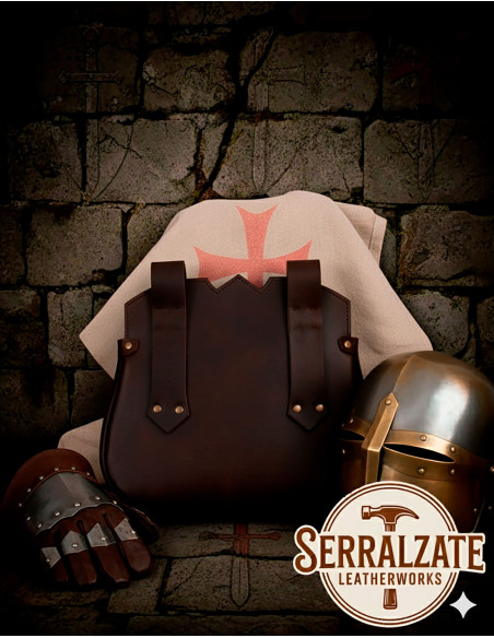Borsa templare marrone scuro croce...