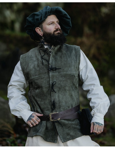 Gilet medievale in pelle scamosciata...