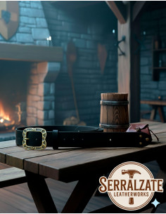 Cintura medieval in pelle modello Mateo, Nero 2