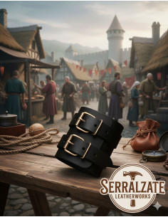 Bracciale medievale regolabile da cavaliere in nero, 1 pezzo 2