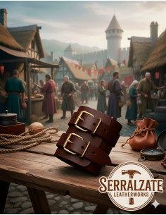 Bracciale medievale regolabile da cavaliere in marrone, 1... 2