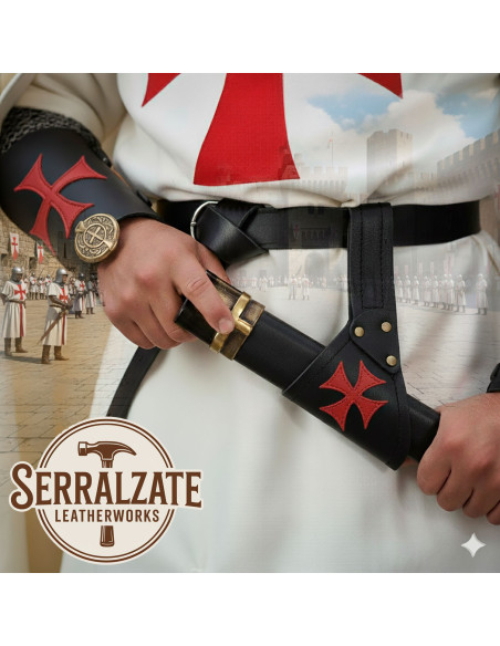 Tahalí medieval in cuoio per spade...