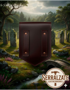 Borsa celtica in pelle modello Brigida, colore marrone scuro 2