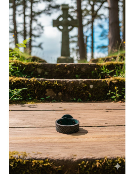 Anello Celtico Lugh in pelle - Verde