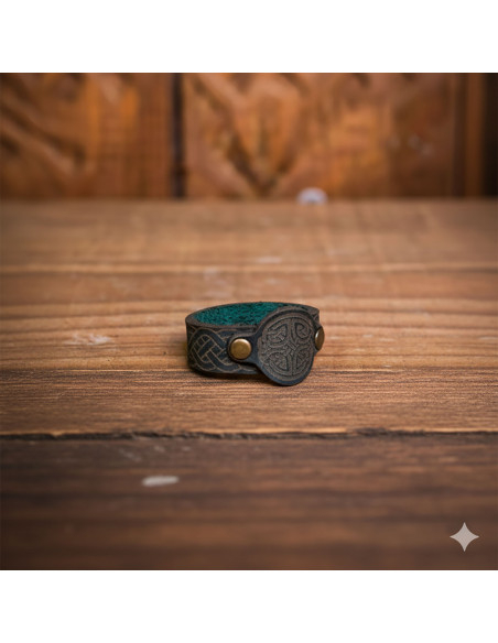 Anello Celtico Lugh in pelle - Verde