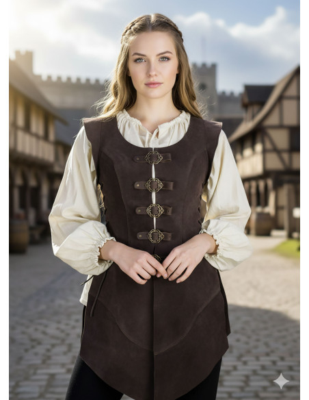 Lungo farsetto medievale in pelle...