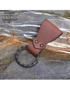 Tahalí in pelle con anello intrecciato, colore marrone