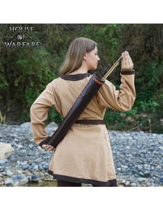 Faretra medievale in cuoio per schiena, colore marrone