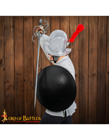 Scudo medieval rotondo di colore nero...