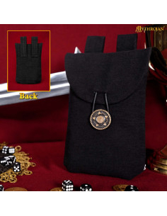 Borsa limosnera medievale in cotone nero con chiusura in...