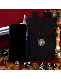 Borsa limosnera medievale in cotone nero con chiusura in... 2