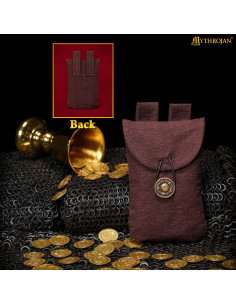 Borsa medievale in cotone marrone con chiusura in ottone 2