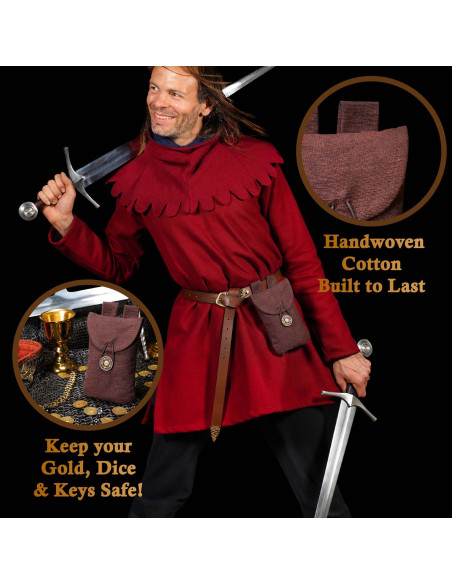 Borsa medievale in cotone marrone con...