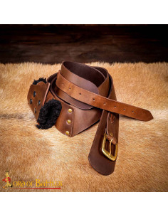 Cintura con tahali medieval in pelle per spade, colore...