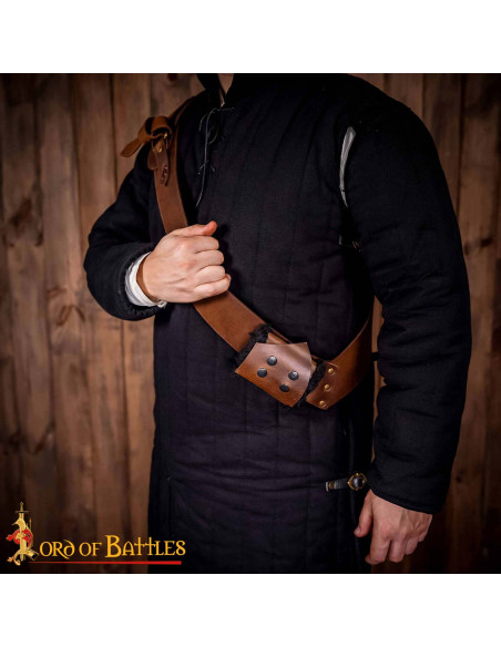 Cintura con tahali medieval in pelle...